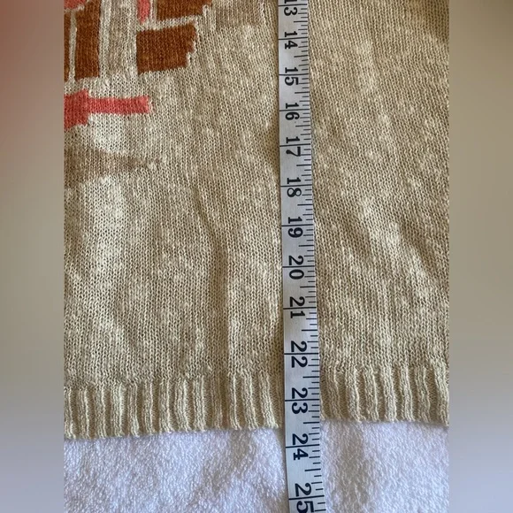 Lucky Brand Beige‎ Sweater with Geometric Design women size large - Picture 4 of 7